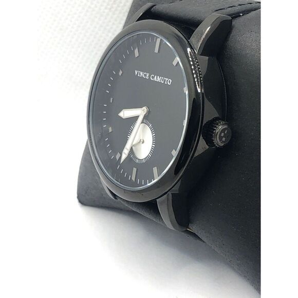 Vince Camuto Unisex Black Leather Digital Black Dial Quartz Genuine Watch OP209 - Picture 2 of 9